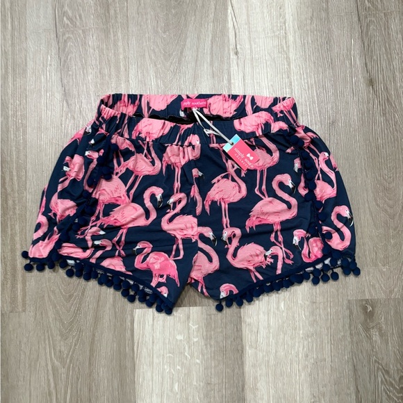 Simply Southern Pink Flamingo High Waist Shorts - Picture 1 of 6